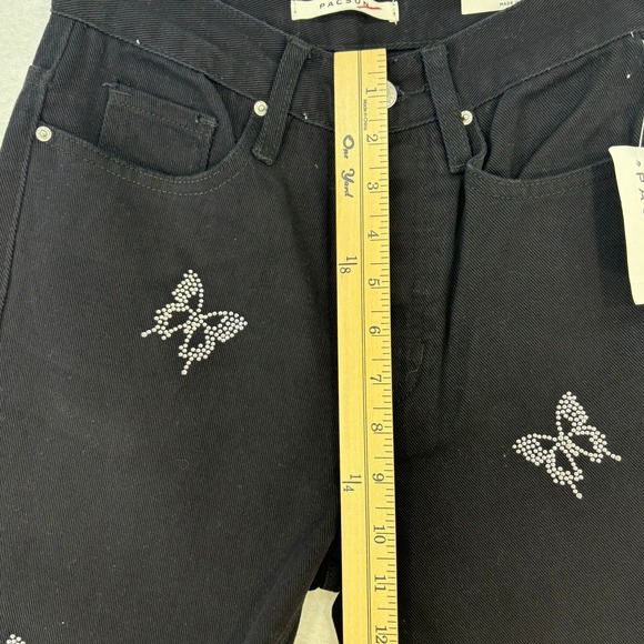 PacSun Butterfly Slim Jeans Black Rhinestone Ultra High Rise Women's Size‎ 23 - Picture 10 of 16